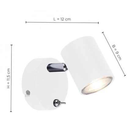 Leuchten Direkt 11941-16 - LED Nástěnné bodové svítidlo TARIK 1xGU10/5W/230V bílá