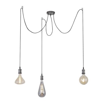 Leuchten Direkt 13571-18 - Lustr na lanku DIY 3xE27/60W/230V pavouk černá