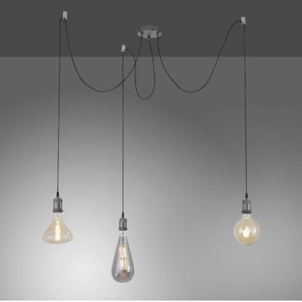 Leuchten Direkt 13571-18 - Lustr na lanku DIY 3xE27/60W/230V pavouk černá