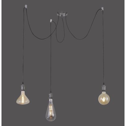 Leuchten Direkt 13571-18 - Lustr na lanku DIY 3xE27/60W/230V pavouk černá