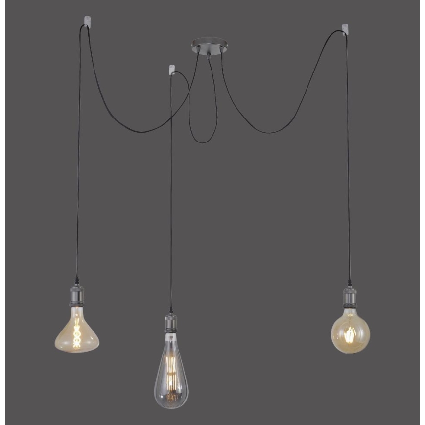 Leuchten Direkt 13571-18 - Lustr na lanku DIY 3xE27/60W/230V pavouk černá