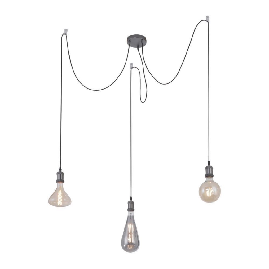 Leuchten Direkt 13571-18 - Lustr na lanku DIY 3xE27/60W/230V pavouk černá