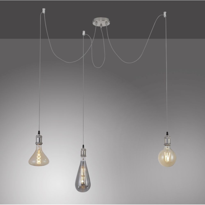 Leuchten Direkt 13571-55 - Lustr na lanku DIY 3xE27/60W/230V pavouk matný chrom