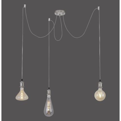 Leuchten Direkt 13571-55 - Lustr na lanku DIY 3xE27/60W/230V pavouk matný chrom