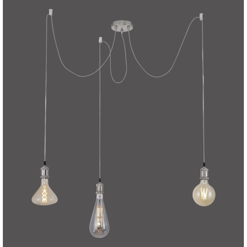 Leuchten Direkt 13571-55 - Lustr na lanku DIY 3xE27/60W/230V pavouk matný chrom