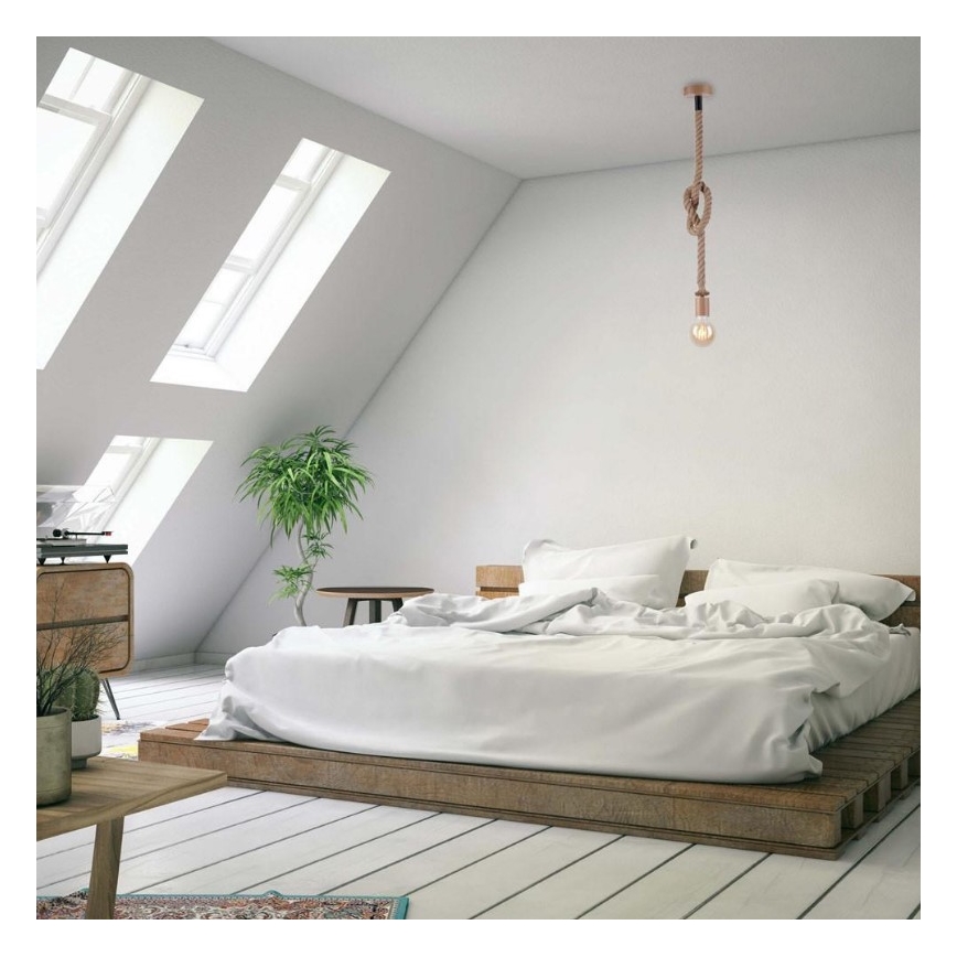 Leuchten Direkt 13572-79 - Lustr na lanku DIY 1xE27/10W/230V hnědá