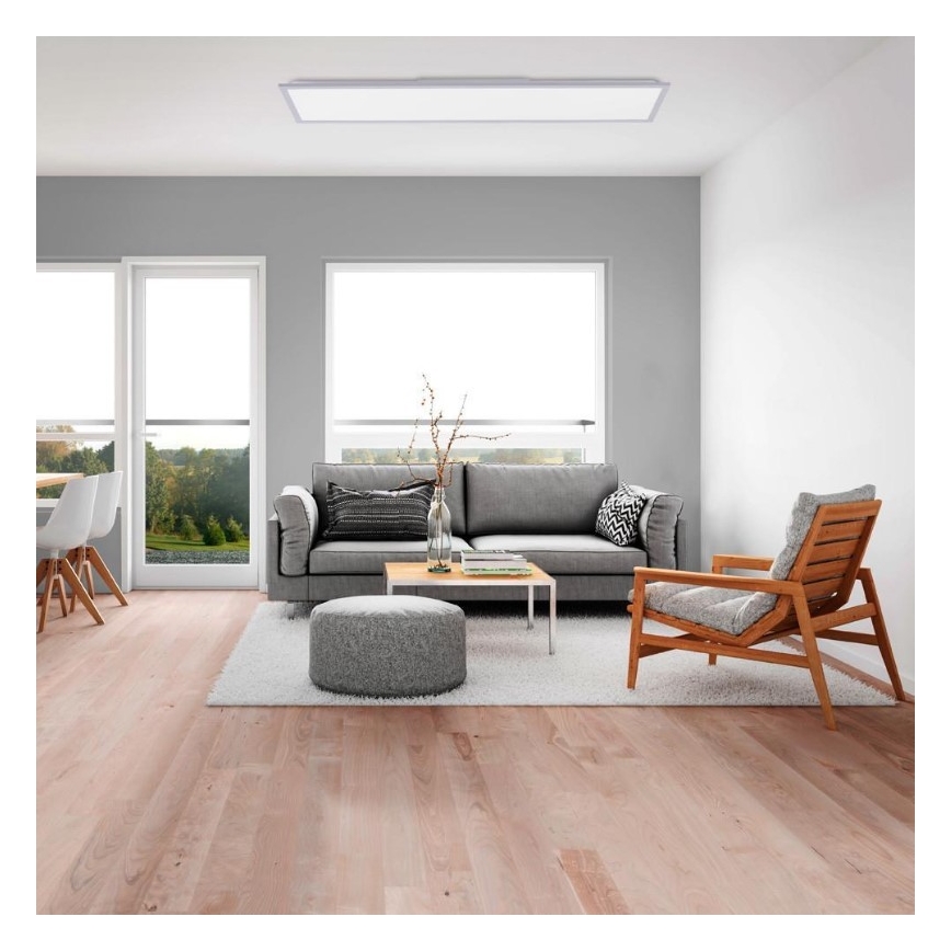 Leuchten Direkt 14757-21 - LED Stmívatelný přisazený panel FLAT LED/36W/230V 2700-5000K stříbrná + dálkové ovládání