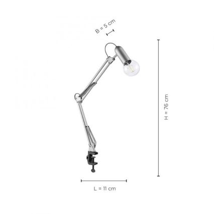 Leuchten Direkt 14773-55 - Stolní lampa s klipem TURN ME 1xE27/60W/230V matný chrom