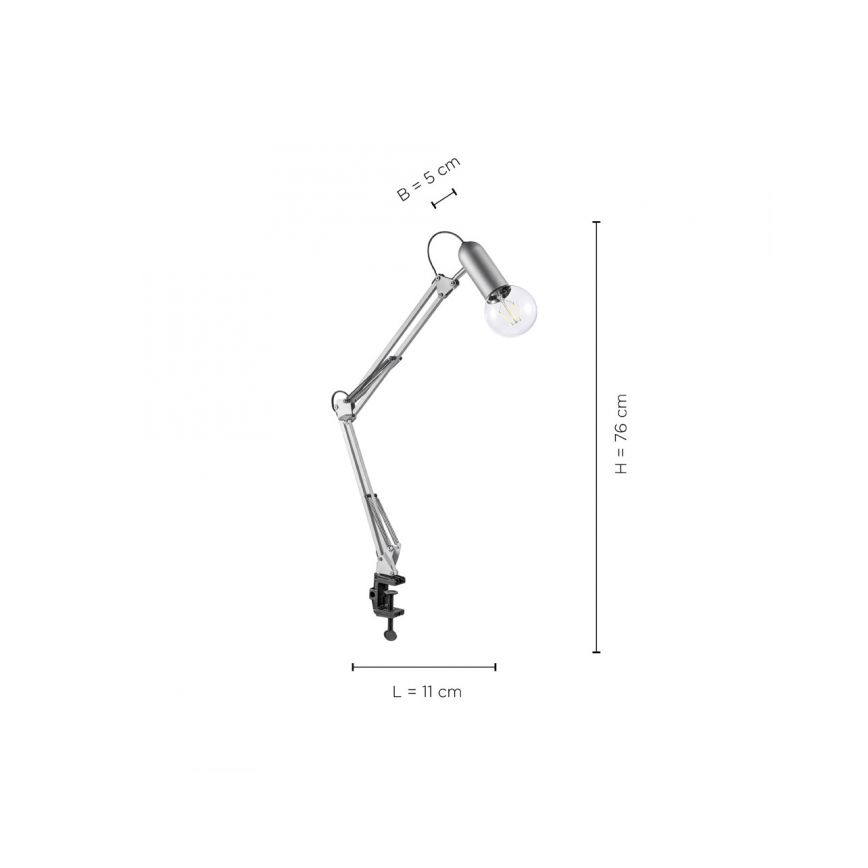 Leuchten Direkt 14773-55 - Stolní lampa s klipem TURN ME 1xE27/60W/230V matný chrom