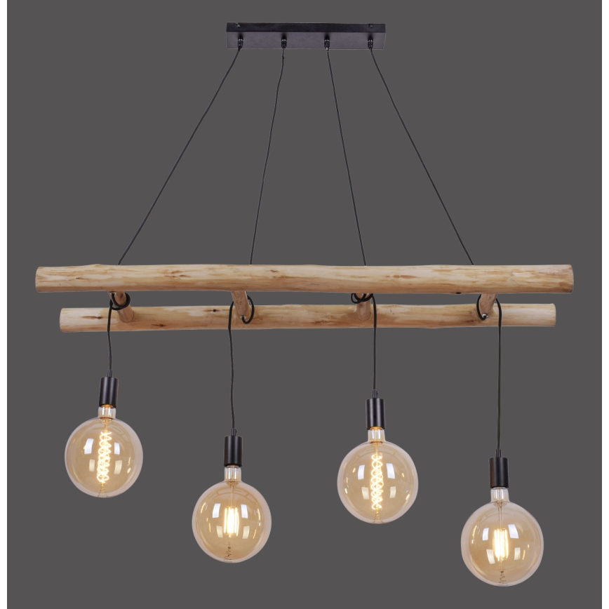 Leuchten Direkt 15025-18 - Lustr na lanku EDGAR 4xE27/60W/230V eukalyptus