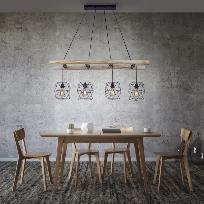 Leuchten Direkt 15036-18 - Lustr na lanku EDGAR 4xE27/60W/230V eukalyptus