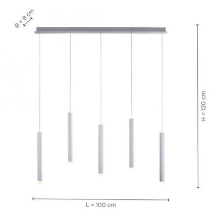 Leuchten Direkt 15205-95 - LED Lustr na lanku BRUNO 5xLED/4,8W/230V