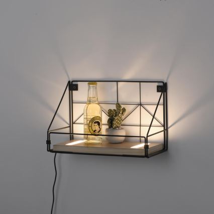 Leuchten Direkt 15276-18 - Police s LED osvětlením BOARD 2xLED/1,75W/230V 30 cm eukalyptus