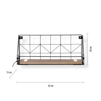 Leuchten Direkt 15277-18 - Police s LED osvětlením BOARD 2xLED/1,75W/230V 45 cm eukalyptus