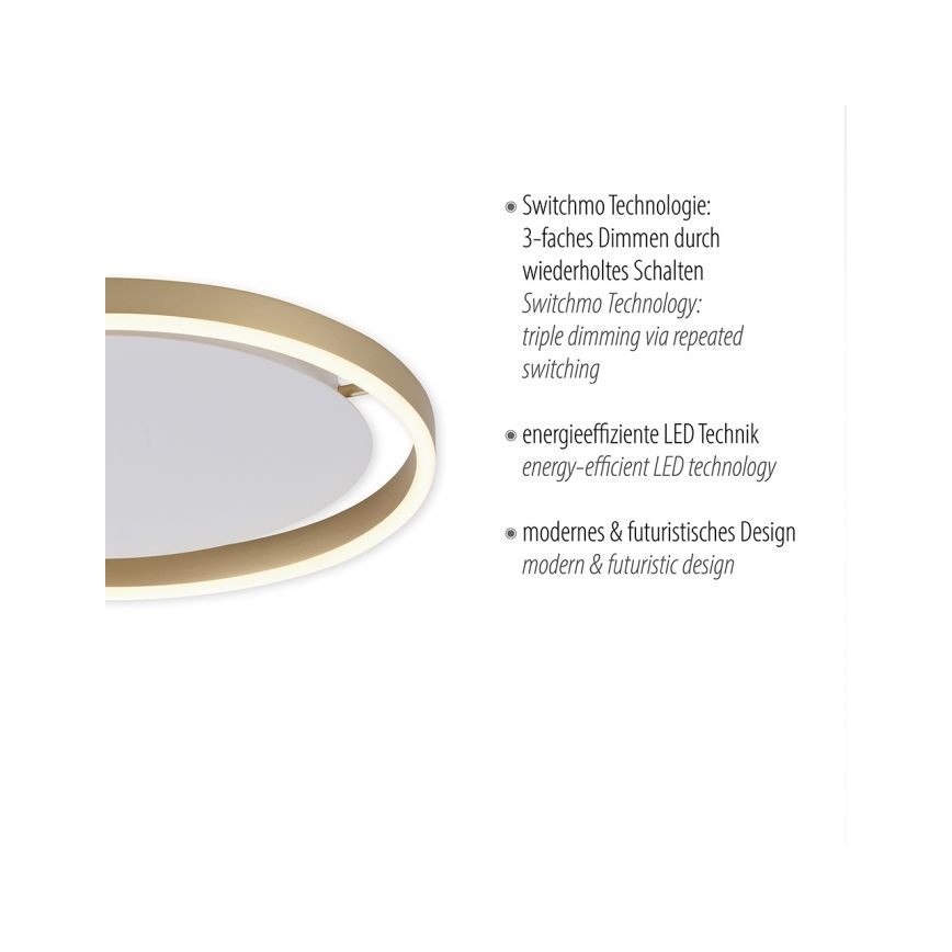 Leuchten Direkt 15391-60 - LED Stmívatelné stropní svítidlo RITUS LED/20W/230V mosaz