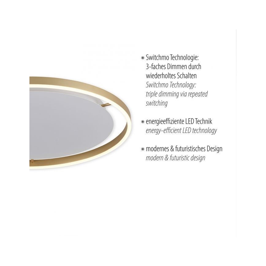Leuchten Direkt 15392-60 - LED Stmívatelné stropní svítidlo RITUS LED/30W/230V mosaz