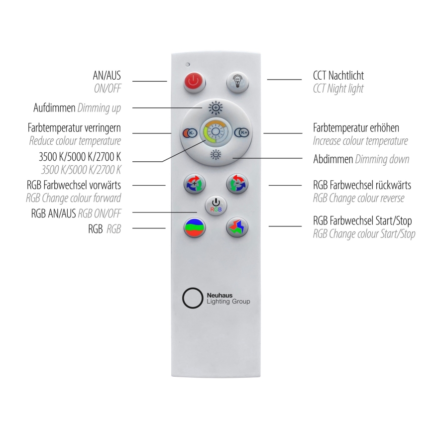 Leuchten Direkt 15411-21- LED RGB Stmívatelné stropní svítidlo CYBA LED/26W/230V + dálkové ovládání