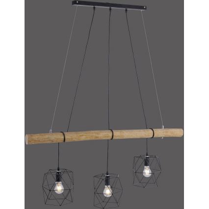 Leuchten Direkt 15503-18 - Lustr na lanku EDGAR 3xE27/60W/230V eukalyptus