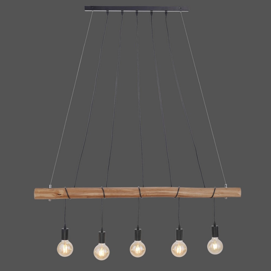 Leuchten Direkt 15515-18 - Lustr na lanku DAMIAN 5xE27/60W/230V eukalyptus
