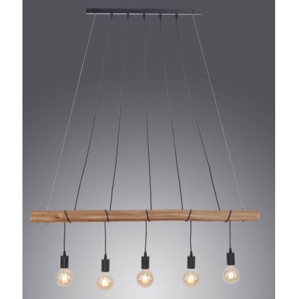 Leuchten Direkt 15515-18 - Lustr na lanku DAMIAN 5xE27/60W/230V eukalyptus