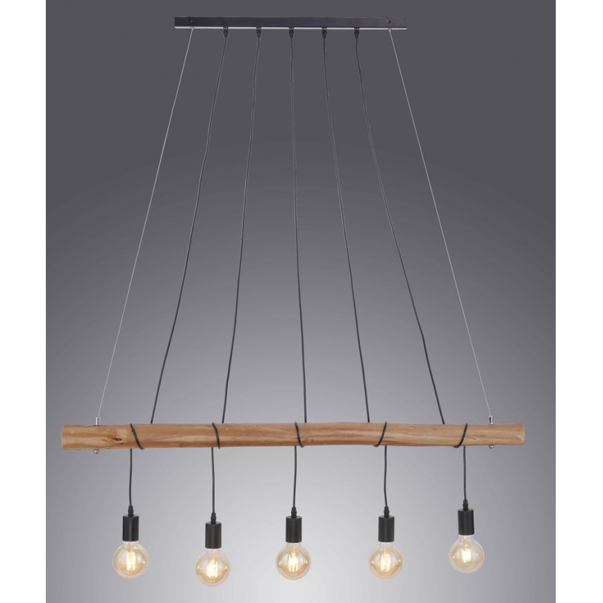 Leuchten Direkt 15515-18 - Lustr na lanku DAMIAN 5xE27/60W/230V eukalyptus