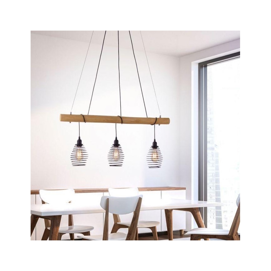 Leuchten Direkt 15526-79 - Lustr na lanku SPRING 3xE27/40W/230V eukalyptus
