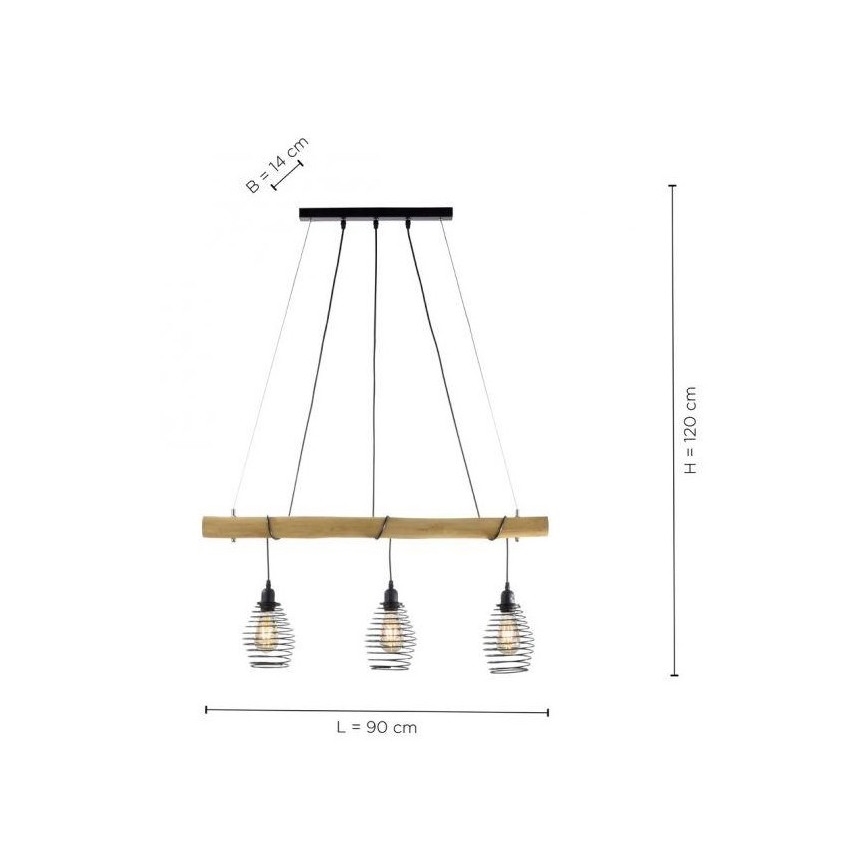 Leuchten Direkt 15526-79 - Lustr na lanku SPRING 3xE27/40W/230V eukalyptus