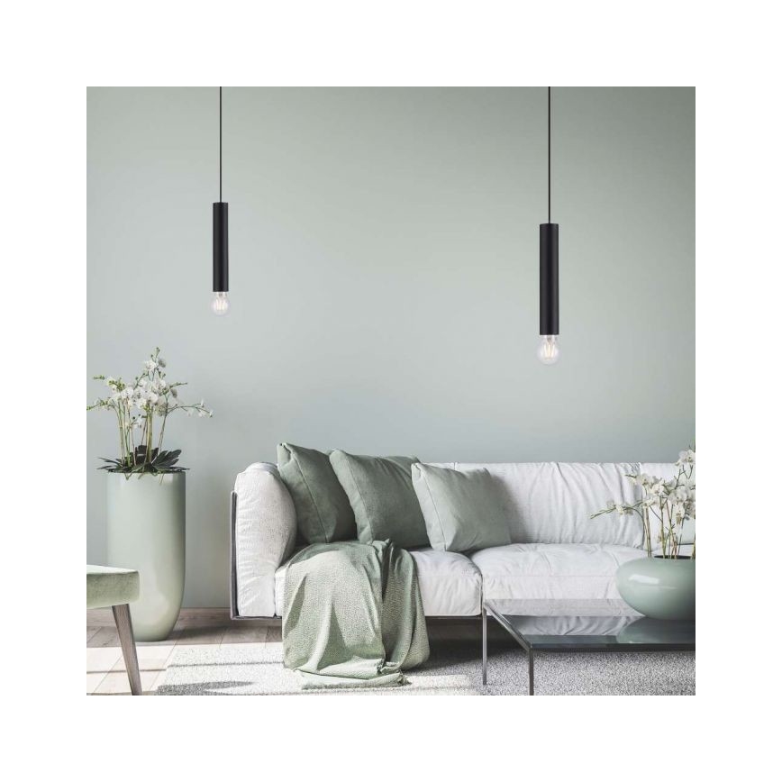 Leuchten Direkt 15617-18 - Lustr na lanku BRUNA 1xE27/60W/230V černá