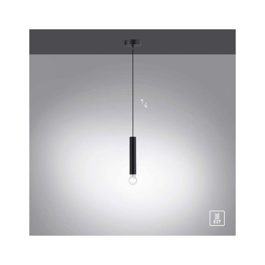 Leuchten Direkt 15617-18 - Lustr na lanku BRUNA 1xE27/60W/230V černá