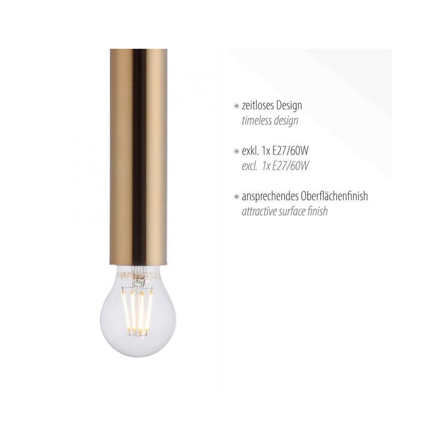 Leuchten Direkt 15617-60 - Lustr na lanku BRUNA 1xE27/60W/230V mosaz