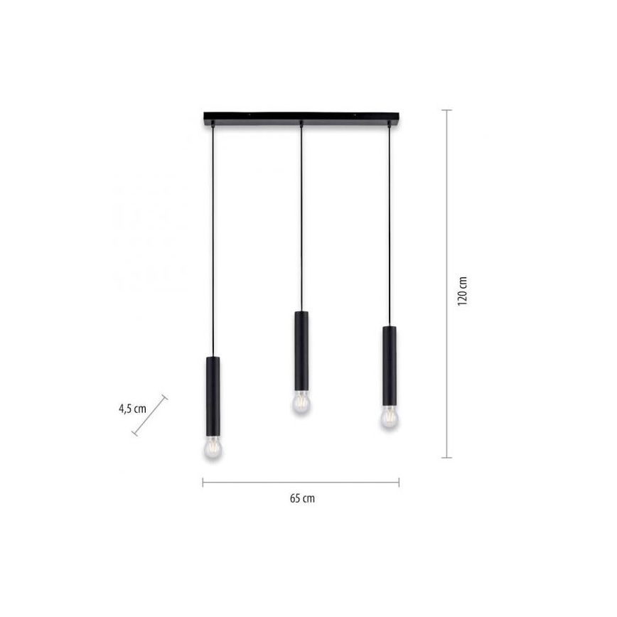 Leuchten Direkt 15618-18 - Lustr na lanku BRUNA 3xE27/60W/230V černá