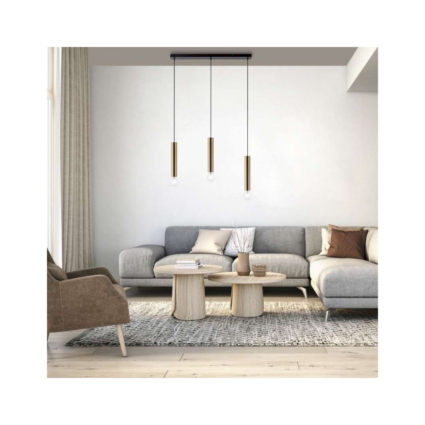 Leuchten Direkt 15618-60 - Lustr na lanku BRUNA 3xE27/60W/230V mosaz