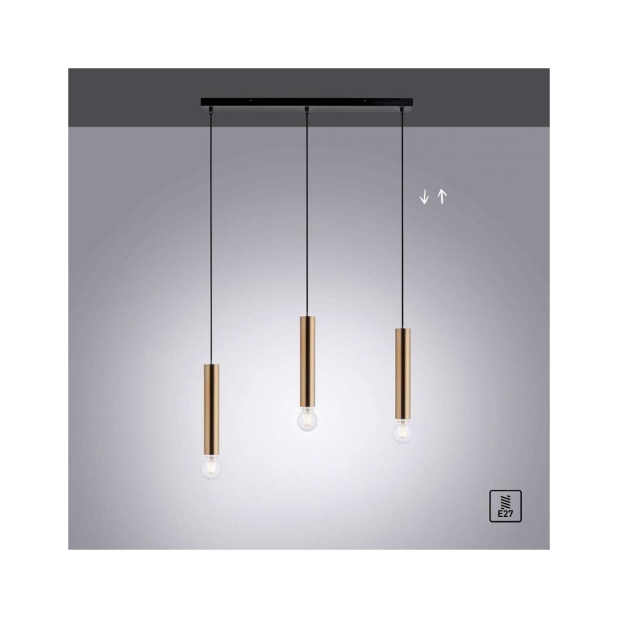 Leuchten Direkt 15618-60 - Lustr na lanku BRUNA 3xE27/60W/230V mosaz