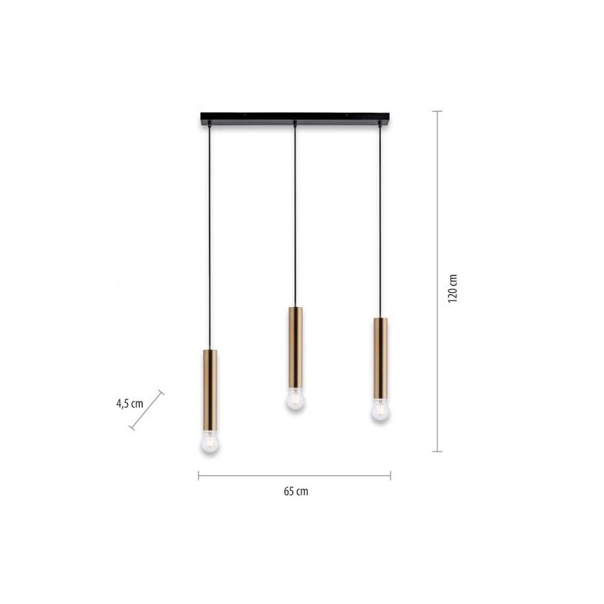 Leuchten Direkt 15618-60 - Lustr na lanku BRUNA 3xE27/60W/230V mosaz