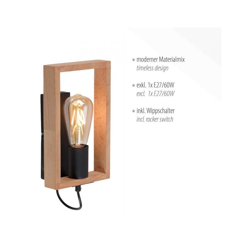 Leuchten Direkt 15654-18 - Nástěnné svítidlo FRANKY 1xE27/60W/230V akácie