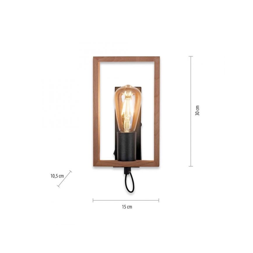 Leuchten Direkt 15654-18 - Nástěnné svítidlo FRANKY 1xE27/60W/230V akácie