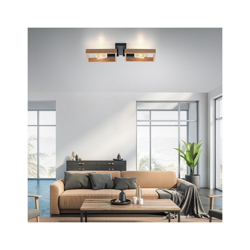Leuchten Direkt 15657-18 - Přisazený lustr FRANKY 2xE27/60W/230V akácie