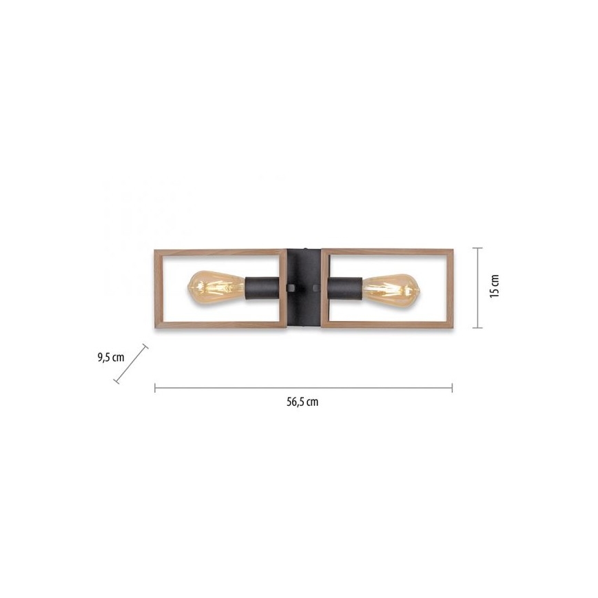 Leuchten Direkt 15657-18 - Přisazený lustr FRANKY 2xE27/60W/230V akácie