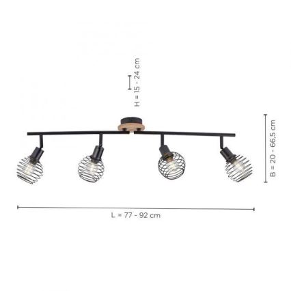 Leuchten Direkt 15924-79 - Bodové svítidlo EUGEN 4xE14/40W/230V dub