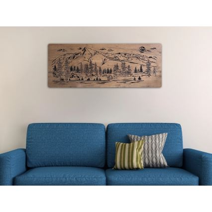 Li-Go 23521/OVL/DUB3 - LED Stmívatelná nástěnná dekorace LED/10W/5V 30000 mAh 130x50 cm dub/Chata v horách