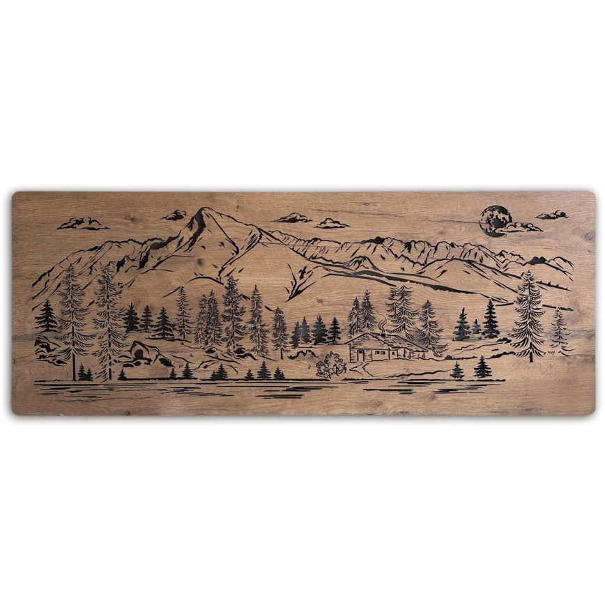 Li-Go 23521/OVL/DUB3 - LED Stmívatelná nástěnná dekorace LED/10W/5V 30000 mAh 130x50 cm dub/Chata v horách