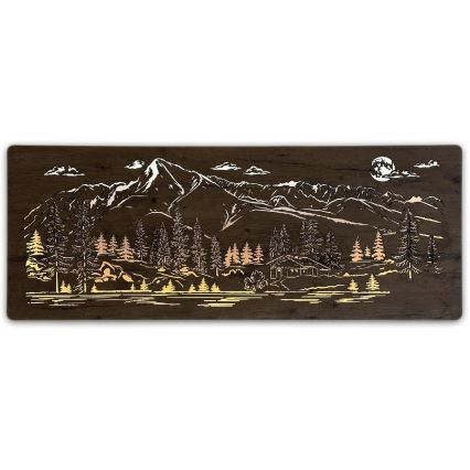 Li-Go 23524/DUB2 - LED Stmívatelná nástěnná dekorace LED/24W/230V 130x50 cm dub/Chata v horách