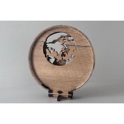 Li-Go 23574/DUB2 - LED Stmívatelná stolní dekorace LED/12W/230V 20x22 cm dub/Vlk a měsíc