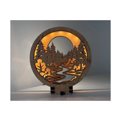 Li-Go 23580/DUB2 - LED Stmívatelná stolní dekorace LED/12W/230V 20x22 cm dub/V lese