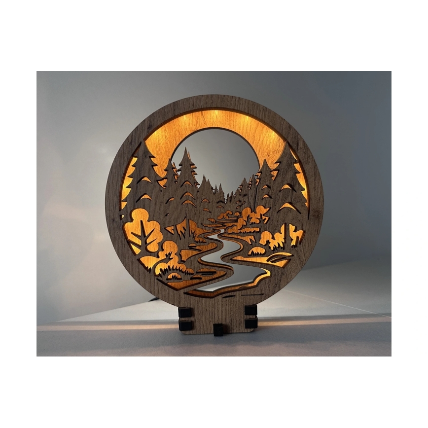 Li-Go 23580/DUB2 - LED Stmívatelná stolní dekorace LED/12W/230V 20x22 cm dub/V lese