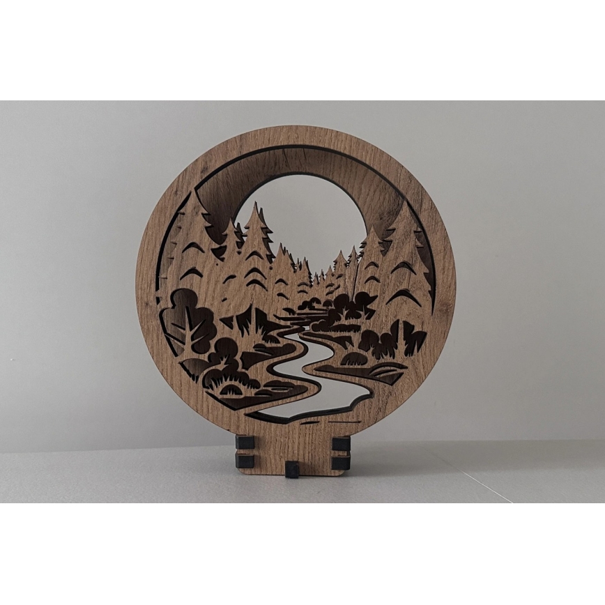 Li-Go 23580/DUB2 - LED Stmívatelná stolní dekorace LED/12W/230V 20x22 cm dub/V lese