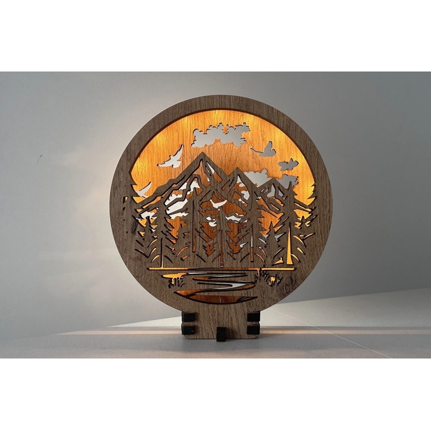 Li-Go 23583/DUB2 - LED Stmívatelná stolní dekorace LED/12W/230V 20x22 cm dub/Hory a les