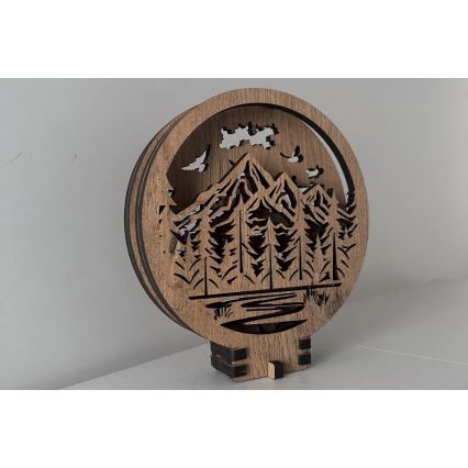 Li-Go 23583/DUB2 - LED Stmívatelná stolní dekorace LED/12W/230V 20x22 cm dub/Hory a les