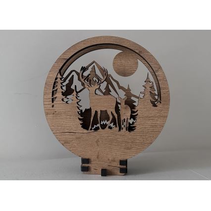 Li-Go 23592/DUB2 - LED Stmívatelná stolní dekorace LED/12W/230V 20x22 cm dub/Jelen a laň