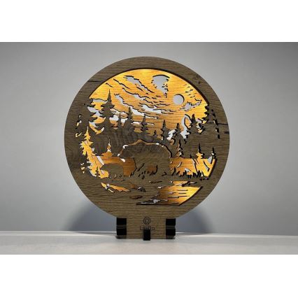 Li-Go 23595/DUB2 - LED Stmívatelná stolní dekorace LED/12W/230V 20x22 cm dub/Medvědi